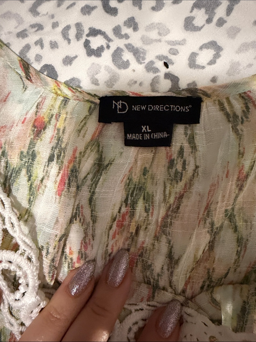 New Directions Boho Lace-Trim Multicolor Women's Blouse - XL - Picture 4 of 5